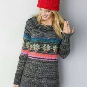 AEO American Eagle Womens Sweater Sz XS Jeggins Sweater Very Soft Gray Stripes